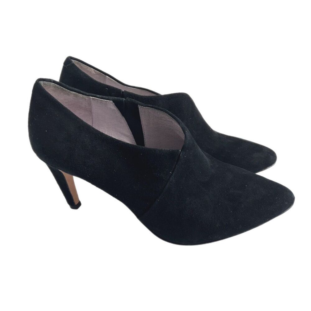 Johnston & Murphy Isabel Ankle Bootie Point Toe Black Suede US 7M EUC